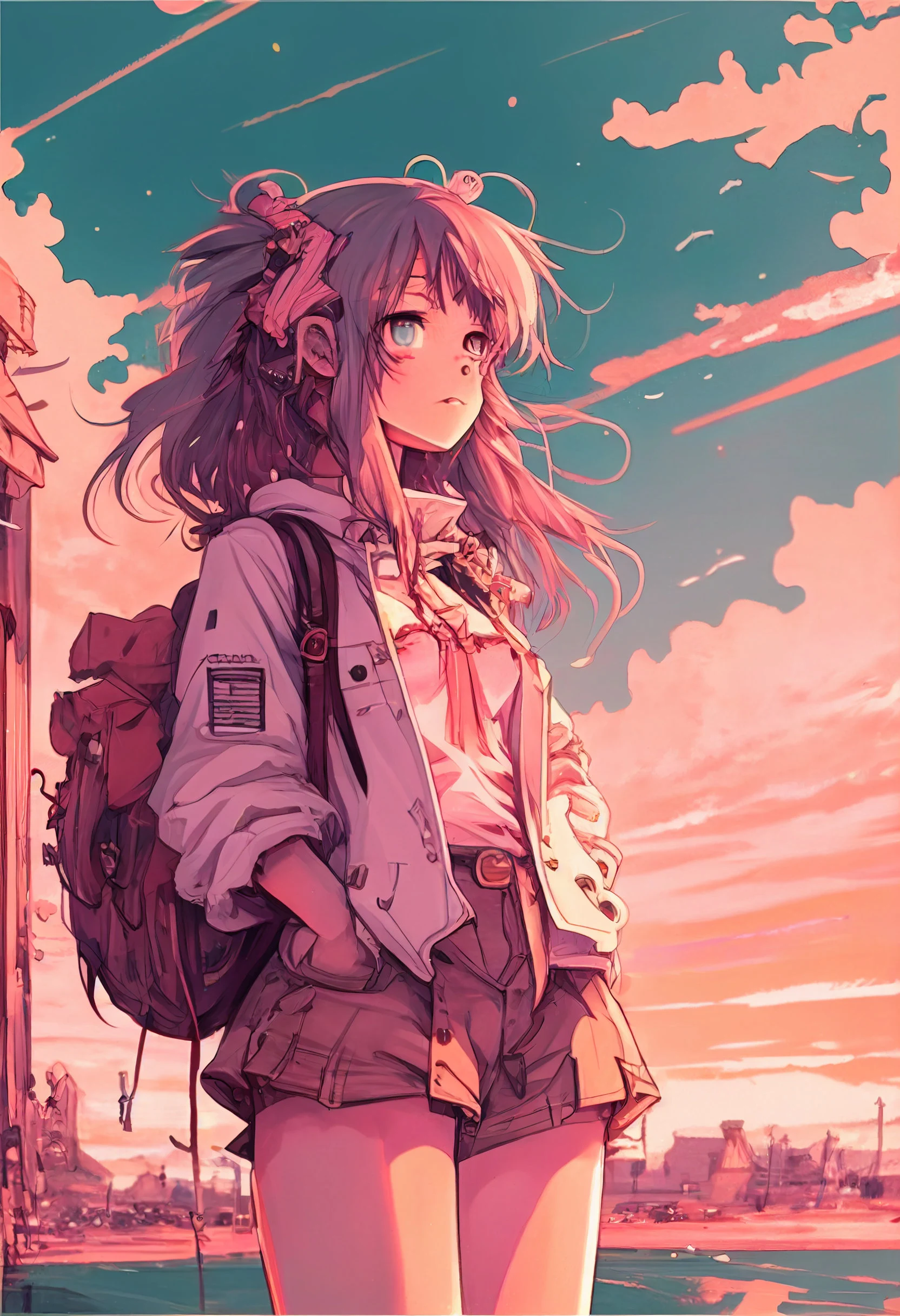 Anime Girl Pastel Skies Phone Wallpaper Instant Download Iphone Home Screen Background