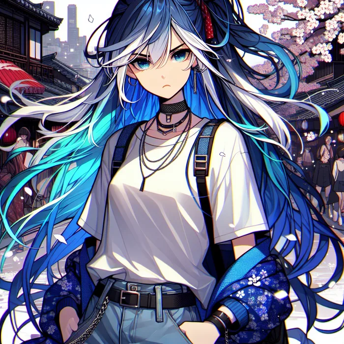 Anime Girl with Vibrant Blue Hair | Trendy Fashion Look | AI ...