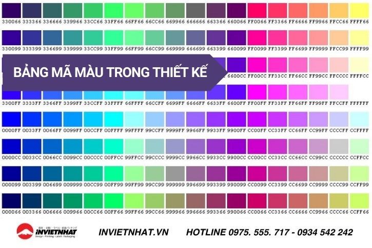 Bảng mã màu HTML CSS RGB CMYK chuẩn cho thiết kế và in ấn