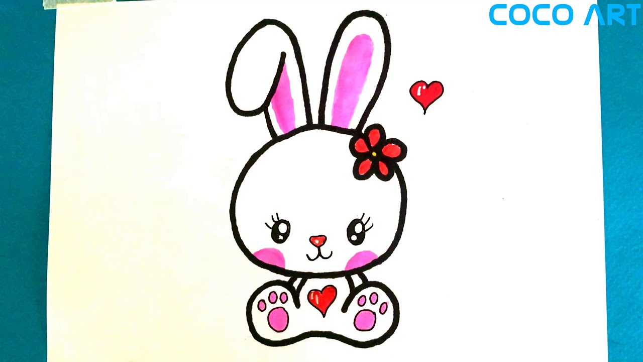 hướng dẫn vẽ và tô màu con thỏ Đơn Giản | How To Draw a Cute Rabbit Easy Step By Step