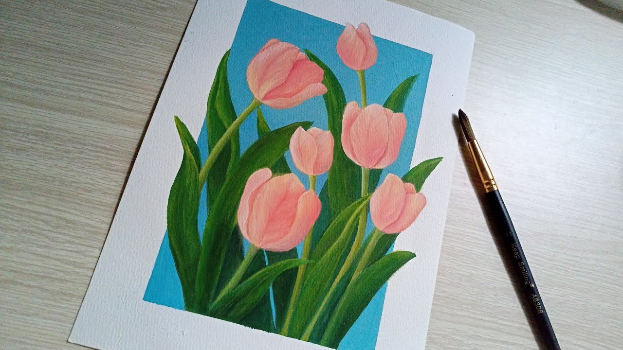 Vẽ hoa Tulip / Drawing Tulip flowers 